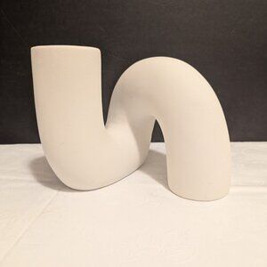 Ceramic Textured Vase Abstract White Twisted Tube Pipe Shape